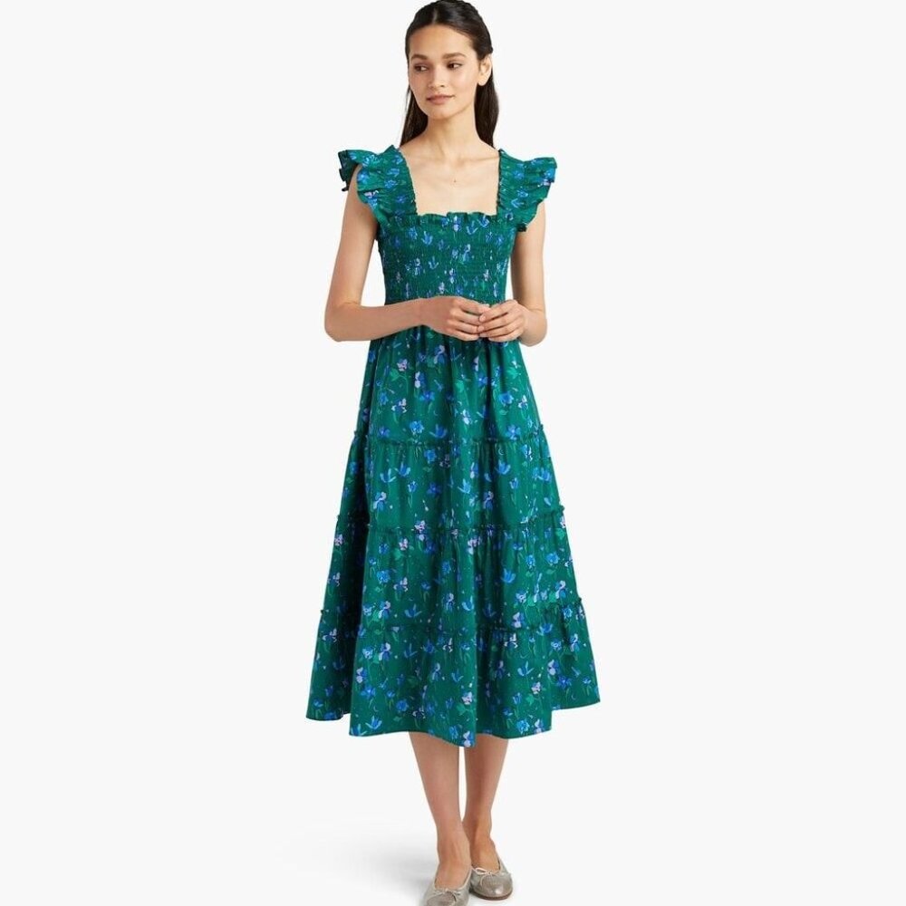 Hill House Home Ellie Nap Dress in Emerald Space Floral